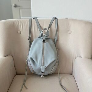 Elegant Gray Leather Backpack